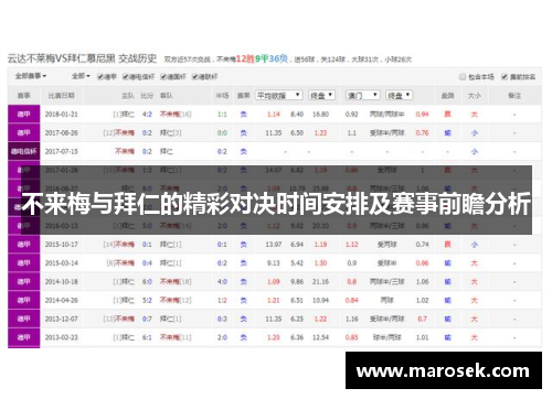 不来梅与拜仁的精彩对决时间安排及赛事前瞻分析